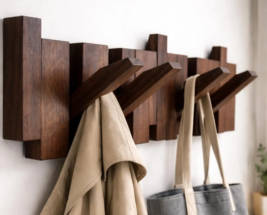 Woody Linea Chêne – Porte-manteau mural en chêne massif